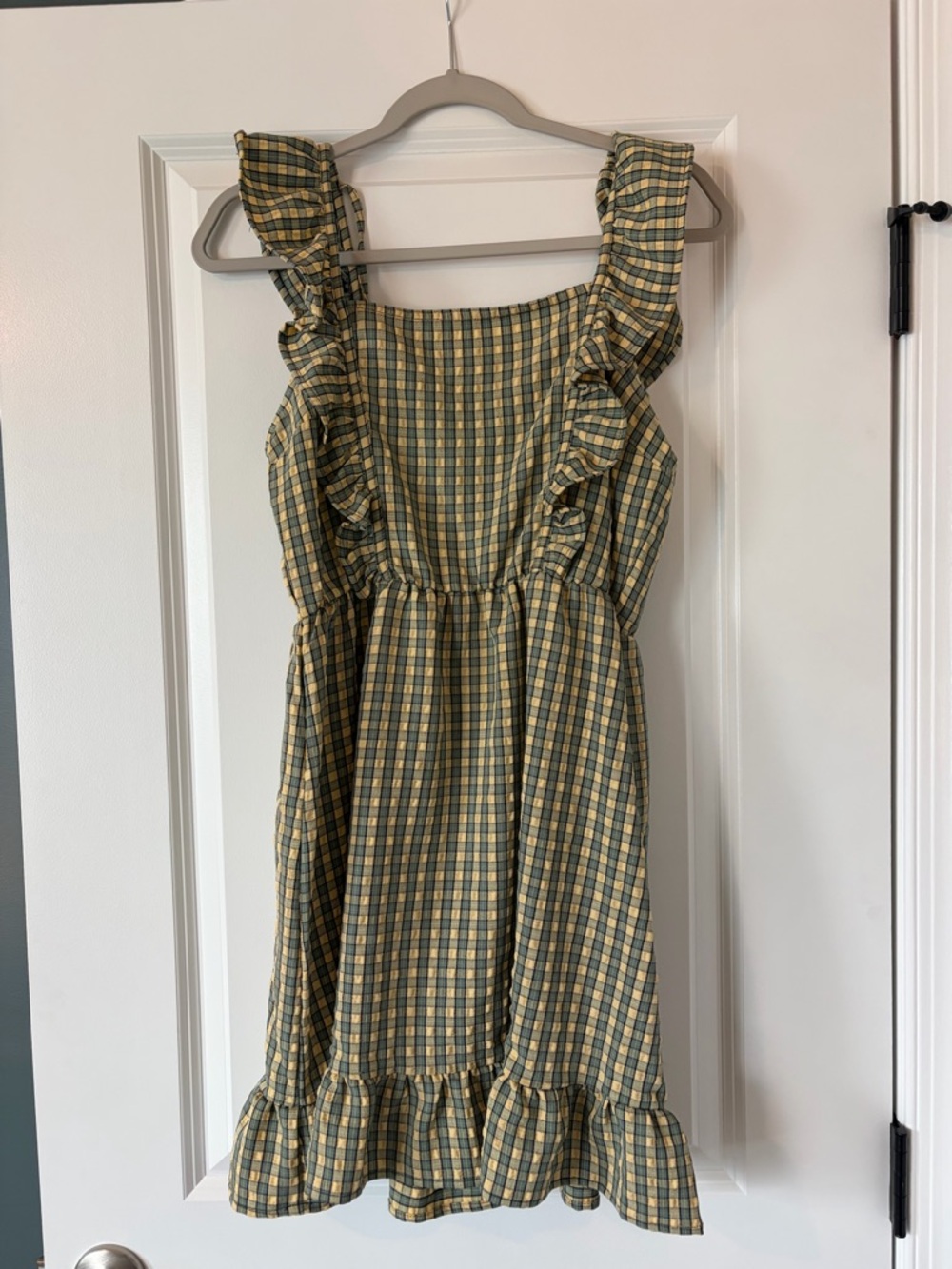 wild fable Yellow and Green Plaid Ruffle Sundress